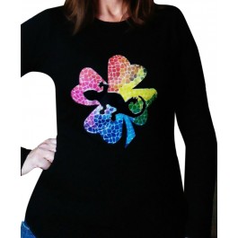 T-shirt femme noirM geko trefle design d'Oc