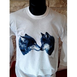 T-shirt homme loups blanc Design d'Oc