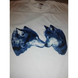 t-shirt femme blanc loups love Design d'Oc