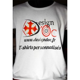 t-shirt homme blanc manches longues avec logo Design d'Oc