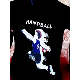 t-shirt homme handball noir Design d'Oc