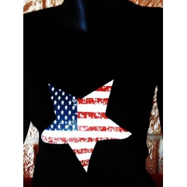 t-shirt femme NOIR USA étoile Design d'Oc