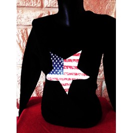 t-shirt femme NOIR USA étoile Design d'Oc