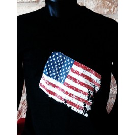 t-shirt homme drapeau USA noir Design d'Oc