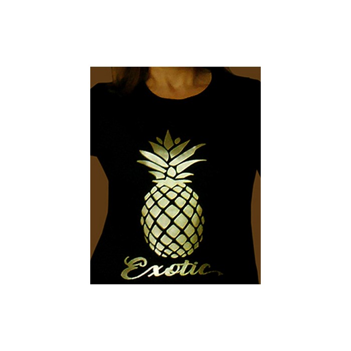 T-shirt femme NOIR ananas OR Design d'Oc