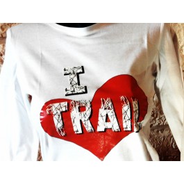 t-shirt femme love trail 2 blanc manches longues Design d'Oc