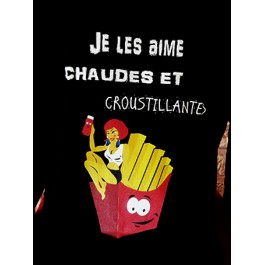 T-shirt homme noir Design d'Oc humour frites 2