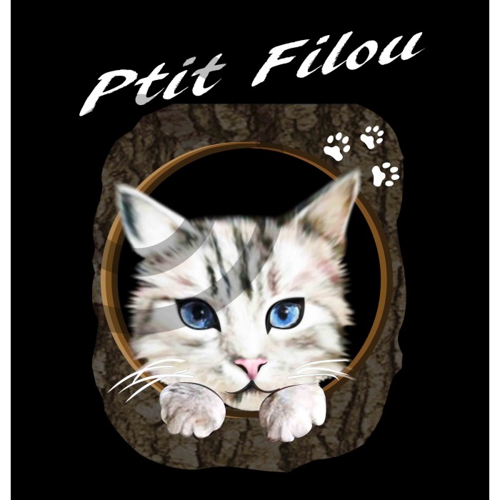 t-shirt femme noir chat filou Design d'Oc t-shirt femme noir chat filou Design d'Oc