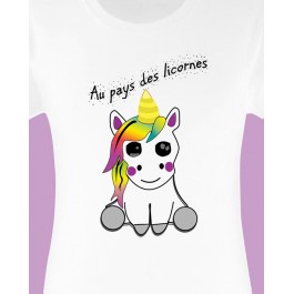 t-shirt blanc 2 fille licorne Design d'Oc