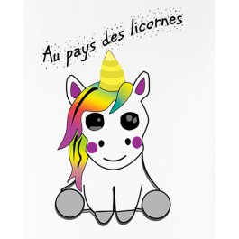 t-shirt blanc 3 fille licorne Design d'Oc