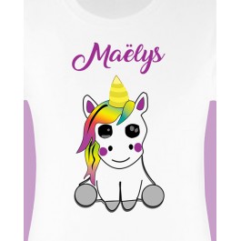 t-shirt blanc fille licorne prénom Design d'Oc