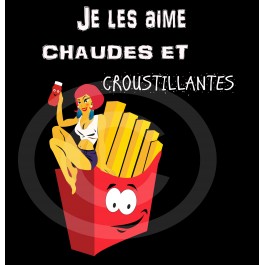 T-shirt homme noir Design d'Oc humour frites