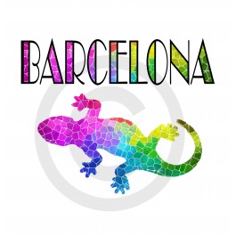 T-shirt femme geko barcelone blanc Design d'Oc