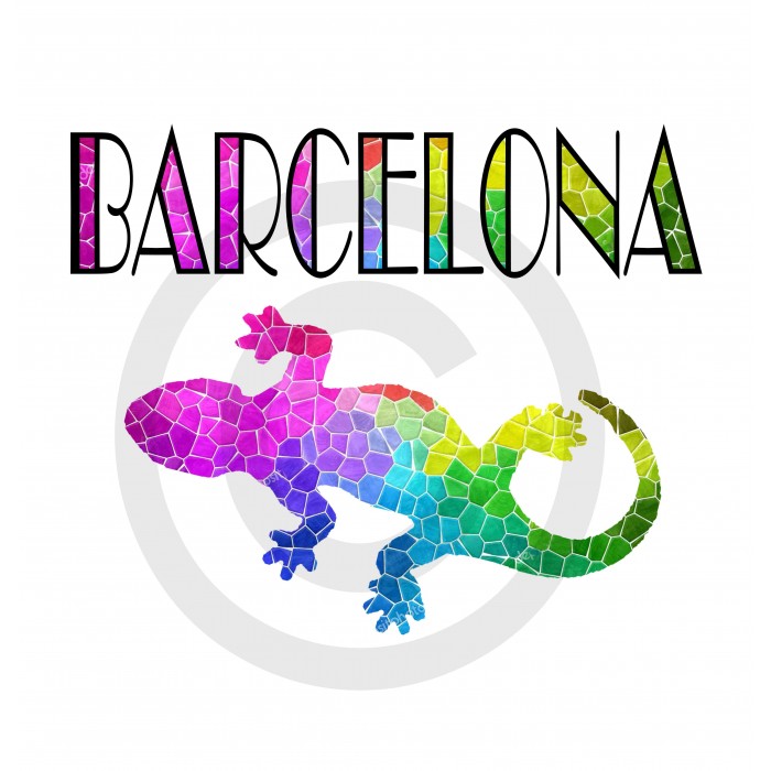 T-shirt femme geko barcelone blanc Design d'Oc