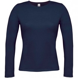 t-shirt femme bleu marine manches longues logo impression design d'Oc